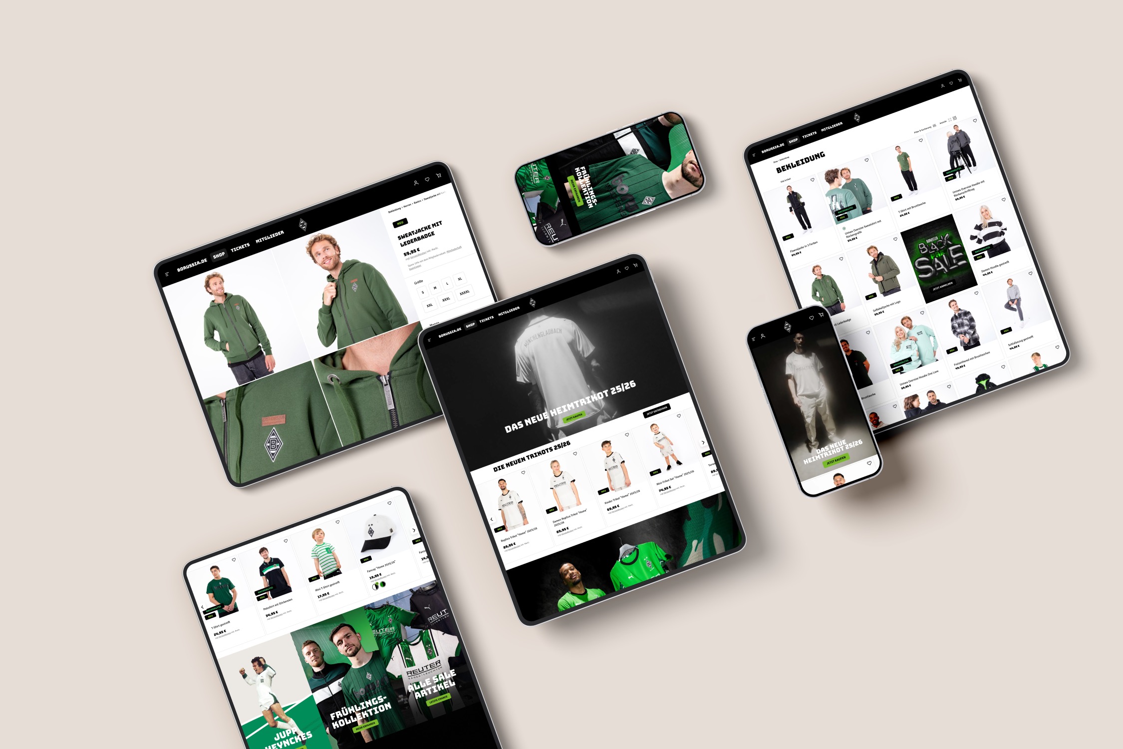 Merchandising-Shop für Borussia Mönchengladbach: Emotional, markentreu und mobil optimiert. Umsetzung durch pixolith.