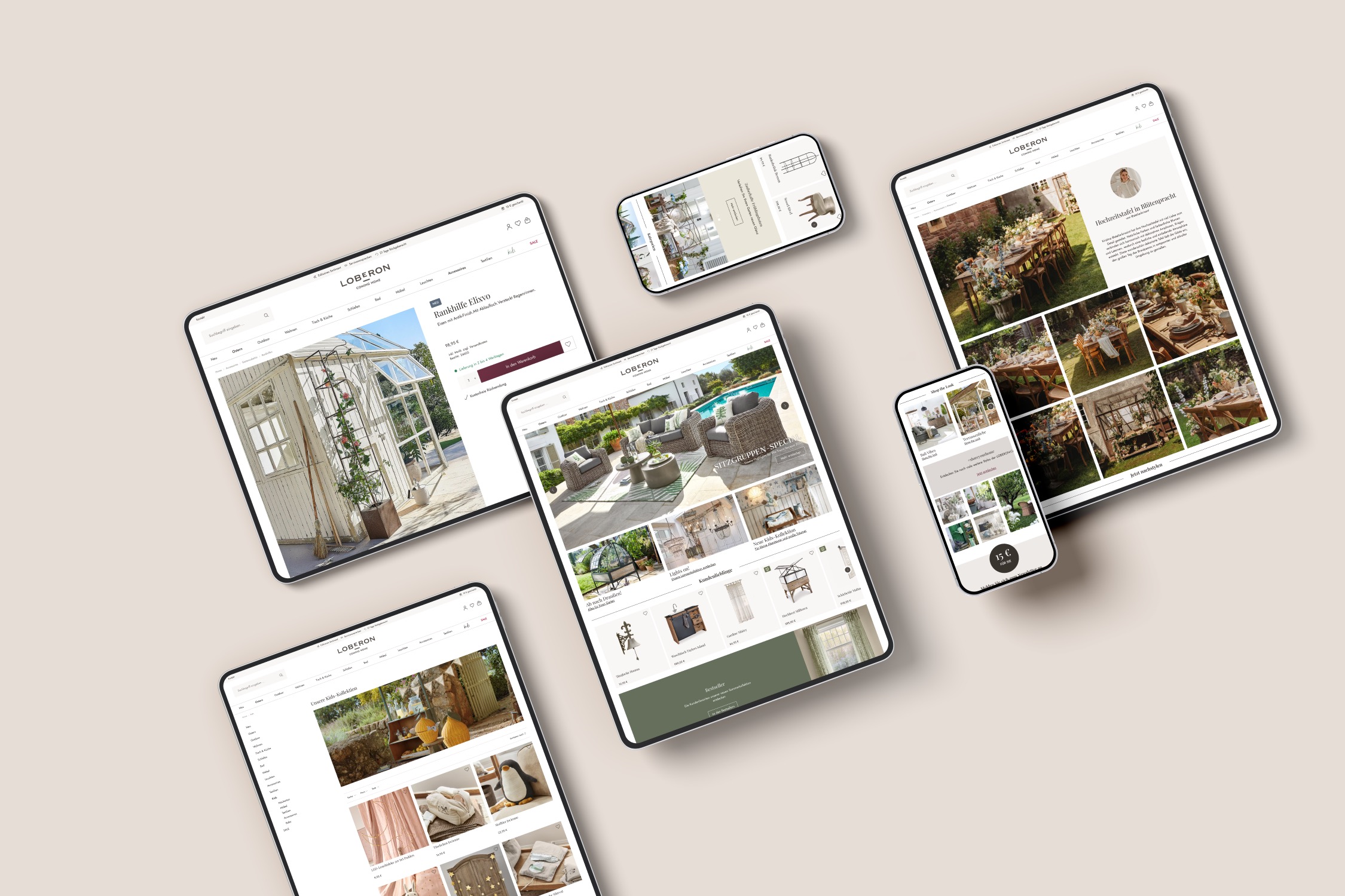 Markenstarker Online-Shop für LOBERON: Hochwertiges Design- und Einkaufserlebnis für stilvolles Einrichten. Technisch umgesetzt von pixolith.