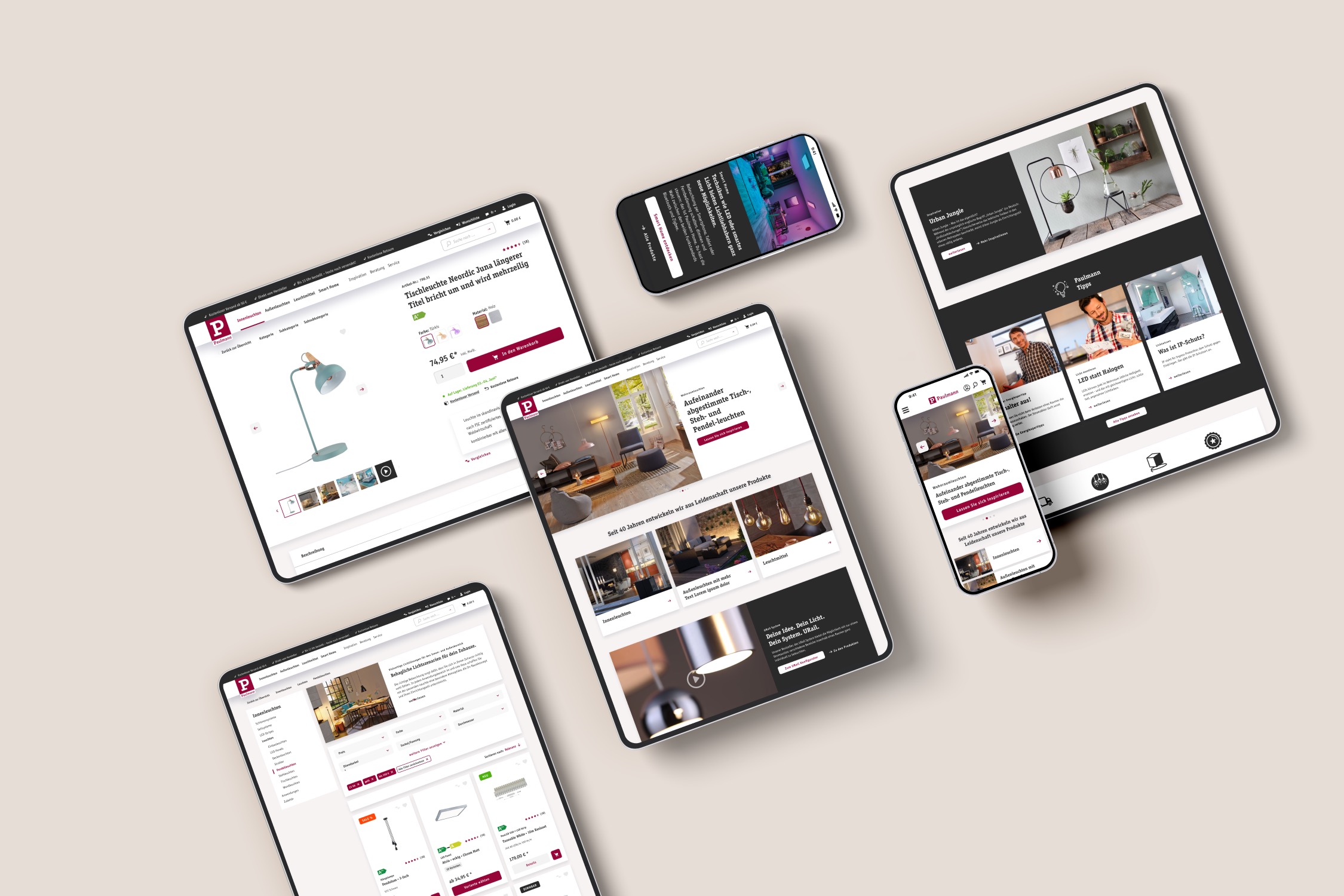 B2C-Shop für Paulmann Licht: Vielfältige Produktwelt, inspirierender Content und strukturierter Kaufprozess. Powered by pixolith.