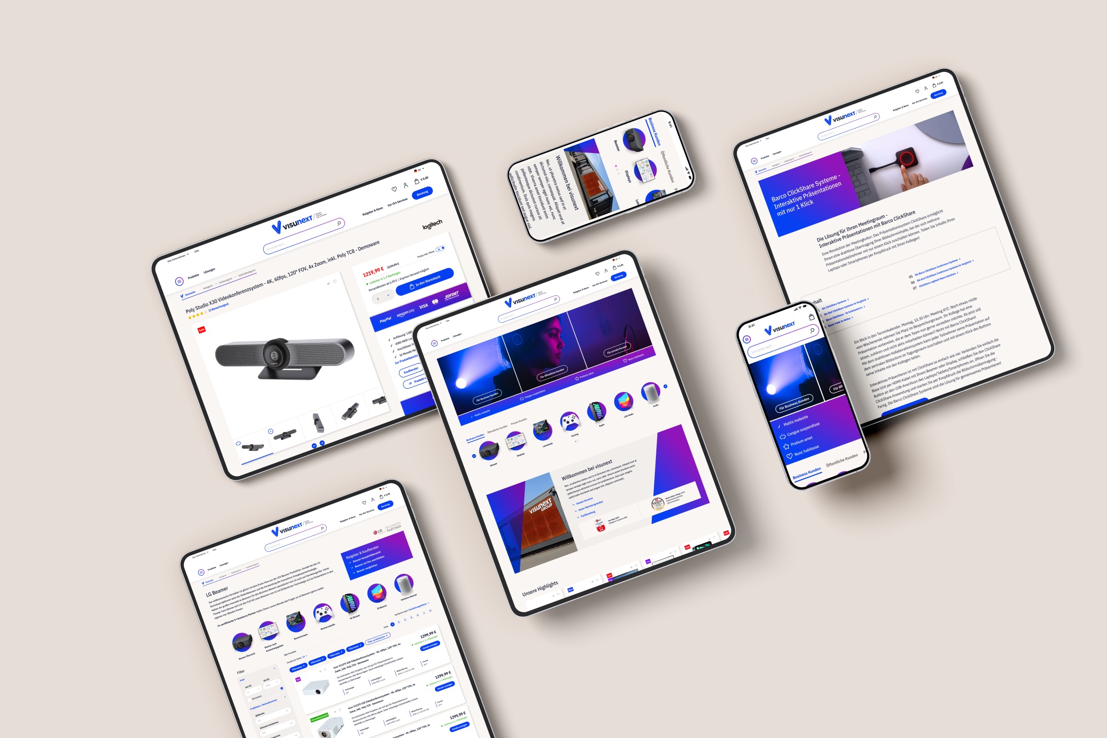 B2B- und B2C-Shop für visunext: Produktexpertise in Szene gesetzt – mit intelligenter Suche und Beratungstools. Umsetzung durch pixolith.